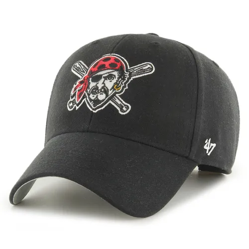 '47 MLB Pittsburgh Pirates Baseballcap - Snapback Kappe in Schwarz - Offizielle MLB Lizenzware, individuell größenverstellbar und aus hochwertigem Material für echten Baseball-Fans.