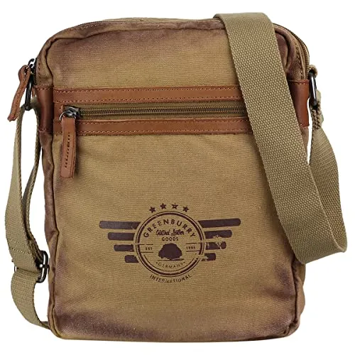 Greenburry Umhängetasche Vintage Aviator Canvas - Stylische Crossbag in Camel, aus robustem Canvas für langlebigen Gebrauch und perfekten Tragekomfort.