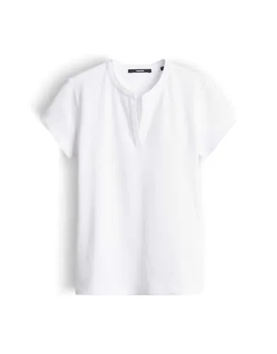 someday Damen Kurzarmshirt | KLEOH Detail Slim Rippshirt mit V Ausschnitt White, 36