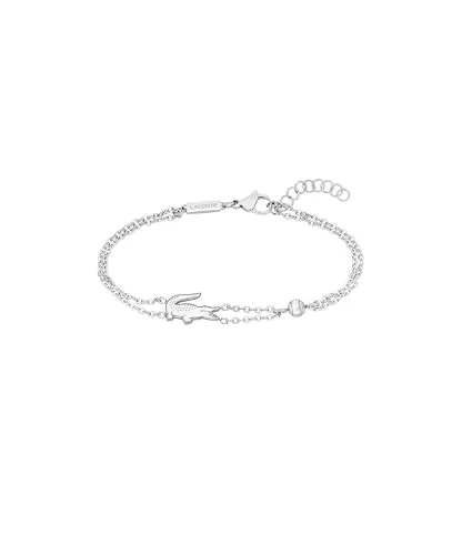 Lacoste Damen Gliederarmband CROCODILE aus Edelstahl - 2040580 - Elegantes Damenarmband aus der CROCODILE-Kollektion von Lacoste. Mit sportlichem Design und urbanem Flair, perfekt für jeden Anlass. Edle Edelstahl-Doppelketten-Silhouette mit einem verspielten Akzent – ideal als Geschenk.