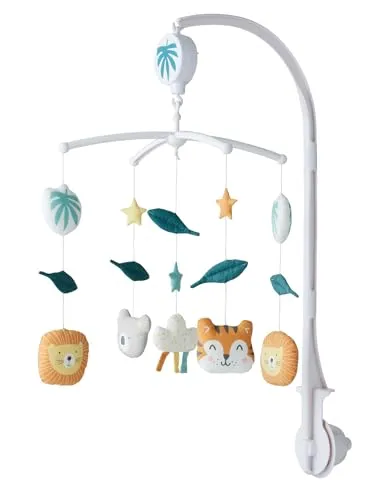 vertbaudet Mobile Baby Musikmobile Dschungelparty - Beruhigendes Musikmobile mit sanften Melodien und liebevollen Tiermotiven für eine entspannende Atmosphäre im Babybett. Ideal als Geschenk zur Geburt!