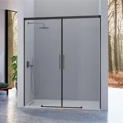 Duschfront 2 Festteile + 2 Schiebetüren URBAN Schwarz - Schwarz