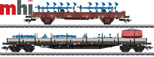 Märklin 46405 Güterwagen-Set Landwirtschaftliche Geräte - Güterwagen im Maßstab 1:87, ideal für Modelleisenbahnen, detailgetreue Nachbildung der DB AG in Braun/Schwarz, perfekt für Sammler und Eisenbahnliebhaber.
