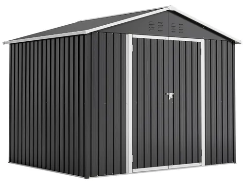 Geräteschuppen Metall 240x192x191 cm – wetterfest, abschließbar, mit Doppeltür