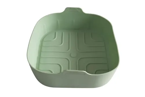 Fackelmann Air Fryer-Form, quadratisch, 20 cm, Silikon, LFGB, lebensmittelecht, hochtemperaturbeständig und spülmaschinenfest, flexibel und leicht zu reinigen, Grün, 1 Stück