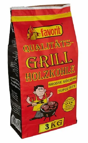 Grill-Holzkohle (1,60€/kg) 3kg favorit ® Qualitäts Super Glut Barbecue 9503003