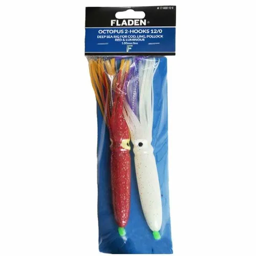 FLADEN 2er Octopus Rig Big red-luminous Größe 12/0 Leng-Vorfach Heilbutt Dorsch