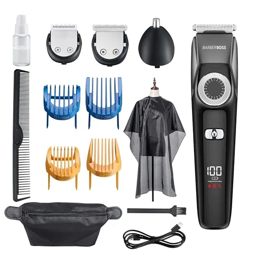 Barberboss Bartschneider Herren, Schnurlose Haarschneidemaschine Männer: Trimmer für Männer, Herren-Pflegesets, Wasserdicht, Nasenhaarschneider für Männer, QR-6051