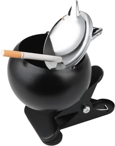 Veraing 1 STÜCK Aschenbecher für Draußen, Ascher für den Garten,Windaschenbecher Balkon,Terrasse, zum Klemmen,Sturmaschenbecher mit Klemmfunktion,Outdoor,Klemmaschenbecher, Aschenbecher mit Deckel,A
