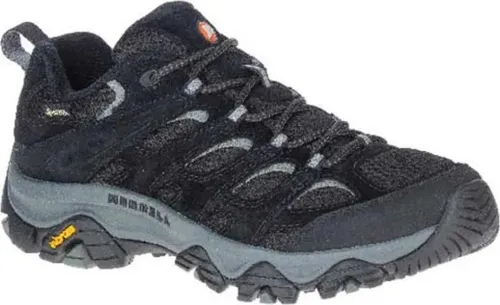Merrell Moab 3 GTX Damen Wanderschuhe, Schwarz, 38,5 EU - Wanderschuhe mit Obermaterial aus Schweinsleder und Netzstoff, 100 % recycelte Schnürsenkel und Vibram TC5+ Gummisohle für optimalen Halt und Komfort auf jedem Terrain.