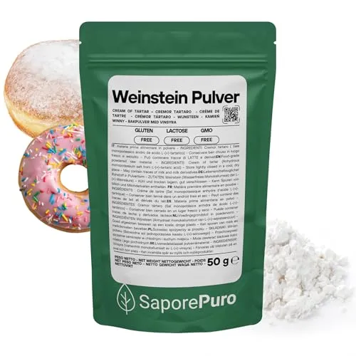 Saporepuro Weinstein Backpulver 50 gr - Cream of Tartar - Kaliumtartrat