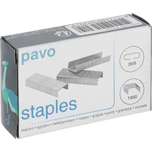 Pavo Heftklammern 8043019, Typ 26/6, 2 - 30 Blatt Heftleistung, verzinkt, 1000 Stück