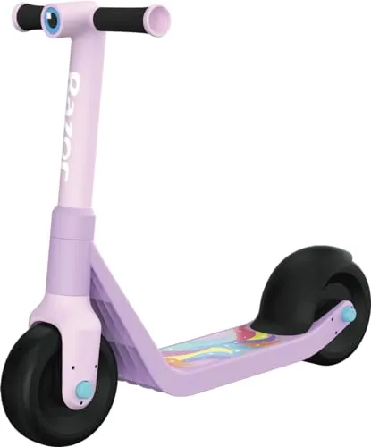 Razor Wild Ones Junior Kids Classic Roller - Schwarz, Pink - Klassischer Roller für Kinder ab 2,5 Jahren, fördert das Gleichgewicht und die Fahrfähigkeiten mit extra breiten, langsam rollenden Rädern für sicheres Fahren im Innen- und Außenbereich.