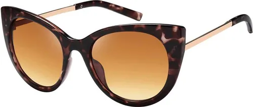 Gil Damen Sonnenbrille Cat-Eye Designer 80er Modern Urlaub Sommer Strand 30410 Braun Leopard