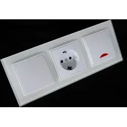 Abelka Nuovo 1xSchuko Dose mit 1xWechsel- und 1xKontroll-Schalter - Sonstige Elektroinstallationsartikel mit elegantem Glasdesign, ideal für moderne Wohnräume und vielseitig einsetzbar in Längs- und Quermontage.