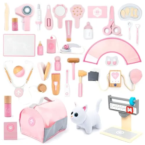 UMU® Tierarzt Spielset aus Holz mit Plüschkatze von umu