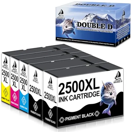 DOUBLE D PGI-2500XL für Canon 2500XL Ersatz für Maxify MB5150 Patronen kompatobel mit Canon Maxify iB4050 iB4150 MB5050 MB5155 MB5300 MB5350 MB5400 MB5450 MB5455(5er Pack)