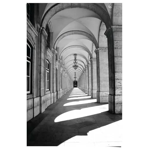 REINDERS Poster, Säulenportal, Schlafzimmer, Poster, Wanddeko, Room Decor, 150 gr. glänzend Bilderdruckpapier, Schwarz-Weiß, 91,5 x 61