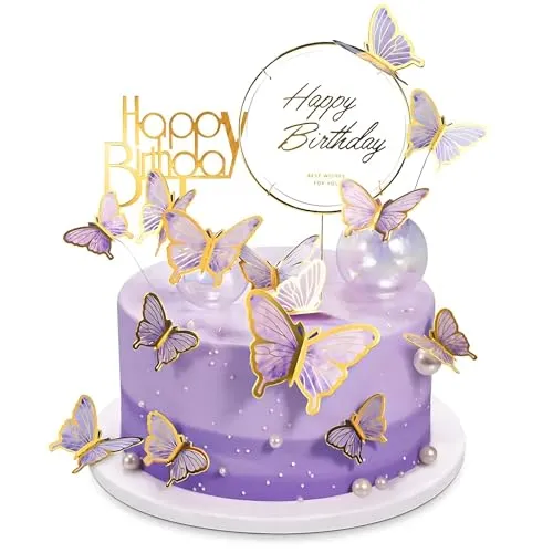 Stück Tortendeko Geburtstag in lila von LABUYI