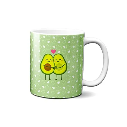Hustling Sharks® Tasse mit Spruch - Avocados in love - Geschenk Kaffeetasse - 330ml Spülmaschinenfest, Keramik - Avocado, bunte Tasse, bunt
