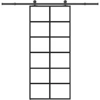 vidaXL Schiebetür mit Beschlag 90x205 cm - ESG-Glas & Aluminium - Moderne Schiebetür aus robustem ESG-Glas und langlebigem Aluminium. Platzsparendes Design für ein größeres Raumgefühl, ideal für stilvolle Inneneinrichtung.