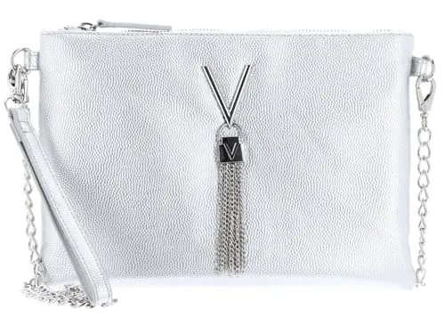 Valentino Divina Clutch Argento - Damen-Henkeltaschen, vielseitig einsetzbar als Umhängetasche oder Clutch, ideal für die nächste Party mit Platz für alle Essentials.