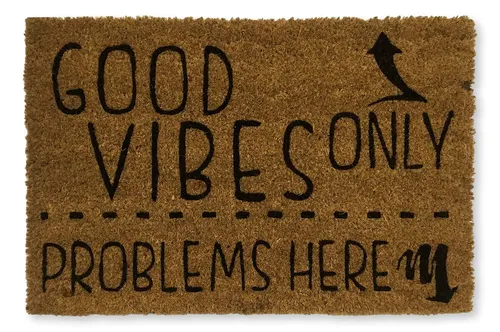 Kokos Fußmatte außen mit Anti-Rutsch PVC | Lustige Türmatte Good Vibes Only |...