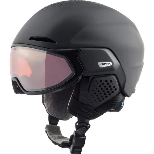 ALPINA ORO QV MIPS Skihelm - Black Matt, 51-55 cm - Skihelm mit Varioflex Scheibentechnologie für automatische Anpassung an Lichtverhältnisse und MIPS-Schutz für mehr Sicherheit bei Stürzen. Ideal für Ski- und Snowboardfahrer.