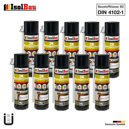 2K Montageschaum Bauschaum Zargenschaum 10 x 400ml PU Schaum Schnellschaum