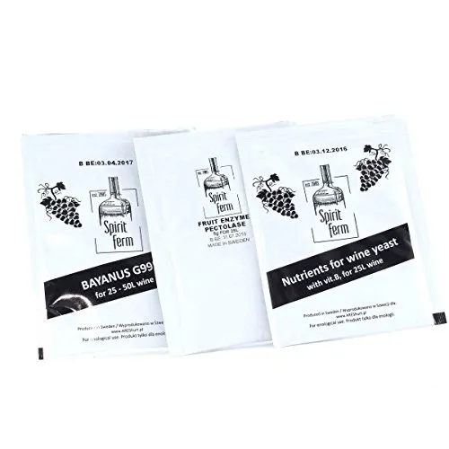 WEINHEFE + HEFENÄHRSALZ + PECTOLASE 25L – Wein Hefe | Hefenährstoff | Nährstoffe für Hefen | Reinhefe | Yeast Nutrient