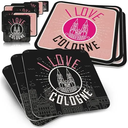 Funke & Brand I Love Cologne Bierdeckel - 50er Set für Köln-Fans, Stadtliebe Untersetzer mit Kölner Dom-Motiv