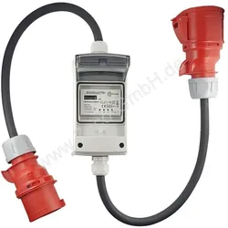 16A 400V CEE Adapter - mobiler digitaler Stromzähler - Kabeladapter - flexibler Zwischensteckerzähler Easycount3 für 3-phasigen Drehstrom bis 16A, ideal für den Außenbereich mit robuster Bauweise und 8 Jahren Eichgültigkeit.