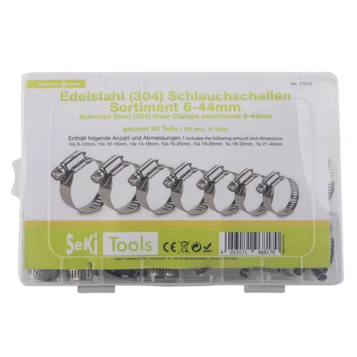 Schlauchschellen Sortiment 60-teilig 6-44mm Schlauchdurchmesser - Edelstahl !!!!