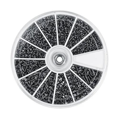 Akozon Schrauben Muttern Schrauben Set, 600pcs 12 Arten von kleinen Schrauben Muttern Sortiment Kit M1 M1.2 M1.4 M1.6 für Uhren Glassess