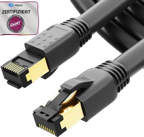 hb-digital 5m RJ45 Patchkabel CAT 8.1 S/FTP LSZH schwarz