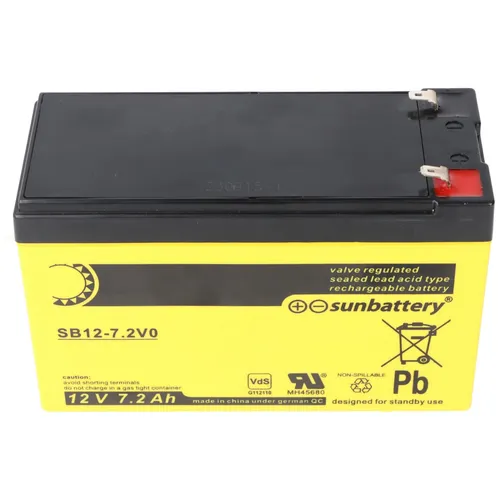 Sun Battery SB12-7.2V0 Akku 12V 7,2Ah - Batterien & Akkus, zuverlässiger AGM Bleiakku für USV-Anlagen und Notbeleuchtung mit 7200mAh Kapazität und kompakten Abmessungen für einfache Integration.