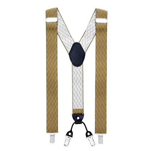 MASADA Hosenträger für Herren mit robusten Clips stufenlos verstellbar 3,5 cm breit und bis zu 195 cm Körpergröße Beige Raute