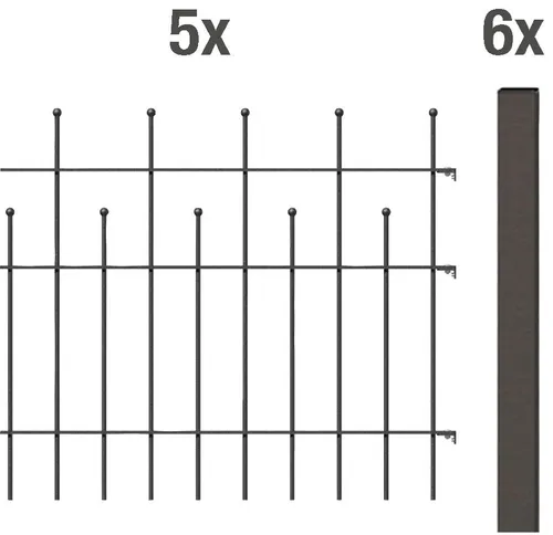 Alberts Metallzaun Madrid Set, 10 m - Zaunelemente mit Höhen von 49,5, 73,5 und 98,5 cm, witterungsbeständig und stabil für stilvolle Grundstückseinfriedungen.