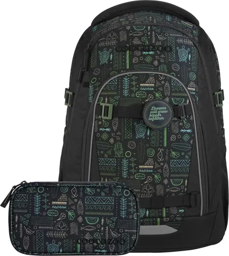 coocazoo Mate Schulrucksack „Free Spirit“ – Ergonomisch & Anpassbar, Schwarz-Grün