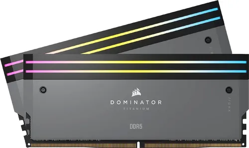 CORSAIR Dominator Titanium RGB 32GB DDR5 Kit - Arbeitsspeicher mit 32 GB (2 x 16 GB), 3000 MHz, RGB-Beleuchtung für beeindruckende Optik und hohe Performance in Gaming- und Workstation-PCs.