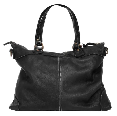 Cluty Shopper Damen 021798 schwarz - Handtasche aus 100% Rindleder, geräumig mit praktischem Reißverschluss und verstellbarem Schultergurt – ideal für Alltag und Freizeit.