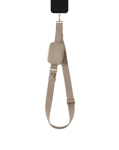 IDEAL OF SWEDEN Utility Phone Strap Beige – Handy Band Zum Umhängen Mit Kartenfach & Reißverschluss, Verstellbare Länge 140 Cm, Universal Patch, Kompatibel Mit Handyhüllen