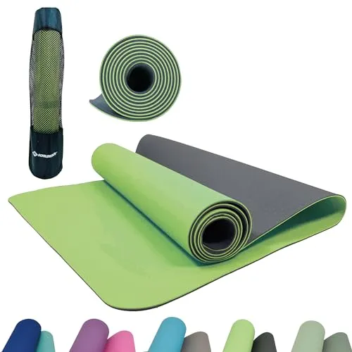 Schildkröt Fitness Bicolor Yogamatte, Lime-Anthrazit, 4mm - Sportmatte in zwei Farben, rutschfest mit strukturierter Oberfläche, PVC-frei und ideal für Gymnastik, Aerobic und Fitness, inkl. praktischer Tragetasche.