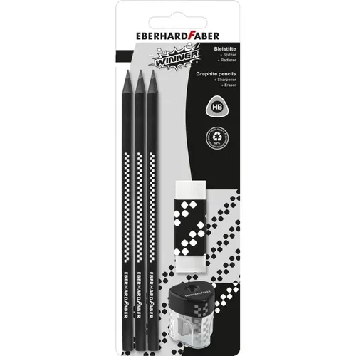 Eberhard Faber Winner Bleistift-Set mit Dreikant-Bleistift Härtegrad HB-5-teilig
