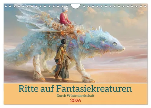 Ritte auf Fantasiekreaturen - Durch Wüstenlandschaft (Wandkalender 2026) - Hochwertiger Wandkalender mit 12 einzigartigen Motiven. Spiralbindung für einfache Handhabung und FSC-zertifiziertes Papier für umweltbewusste Gestaltung. Ideal als Geschenk für Jung und Alt.