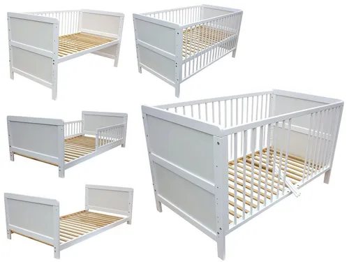 Micoland Kinderbett 3in1 Juniorbett Beistellbett 140x70 cm in Weiß