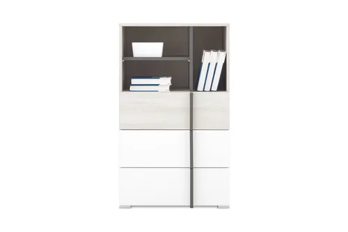 Deine Möbel 24 Kommode REMI 07 Sideboard 60 cm – Funktionales Design für Kinderzimmer - Die **Kommode REMI 07** vereint modernes Design und praktischen Stauraum. Mit 3 Schubladen und offenen Fächern ist sie ideal für das **Jugendzimmer**. Ihre kompakte Breite von 60 cm passt in jedes Zimmer und sorgt für Ordnung.