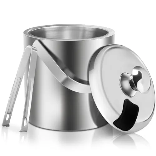 Doppelwandiger isolierter Edelstahl-Eimer mit Deckel und Eisklemme [1,3 Liter]