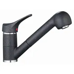 Einhebel Küchenarmatur mit Geschirrbrause Granit Schwarz - Hochwertige Armatur mit ausziehbarer Geschirrbrause, ideal für eine flexible Küchenarbeit. Robuster Messingkörper in elegantem Granit-Schwarz, einfach zu montieren und hochdruckgeeignet.