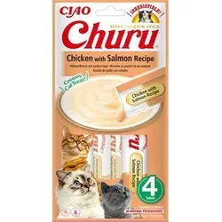 INABA Churu Katzenleckerli mit Huhn- und Lachsgeschmack 4x14g